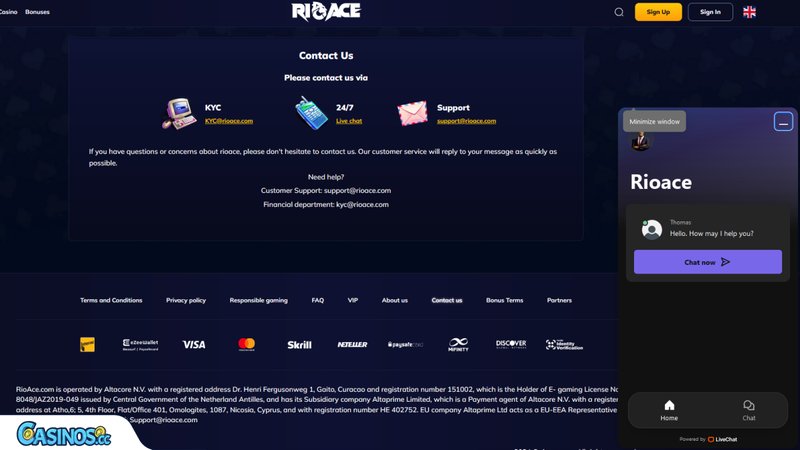 Rioace Deutschland: Jedes Jahr neue Angebote und Boni für Spieler